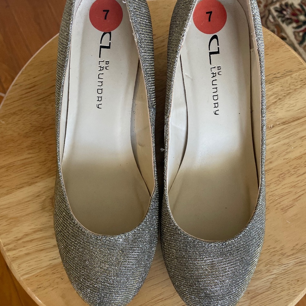 Ladies CL by Laundry, Silver Wedge Shoes (like new!)